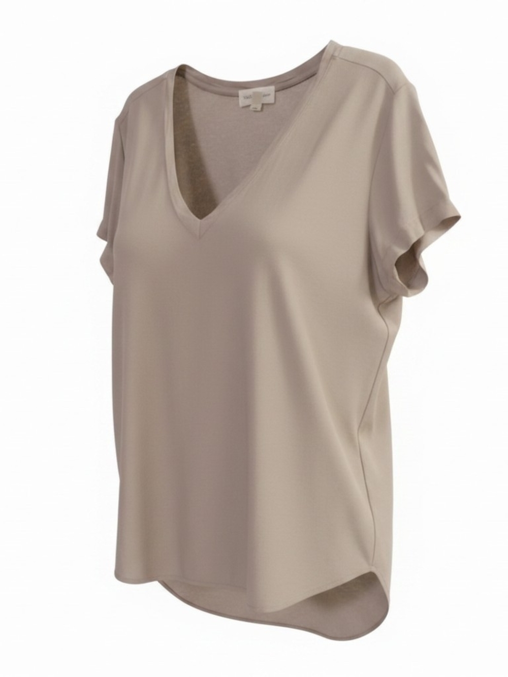 cloth & stone V-Neck Short Sleeve Top in Olive Green.